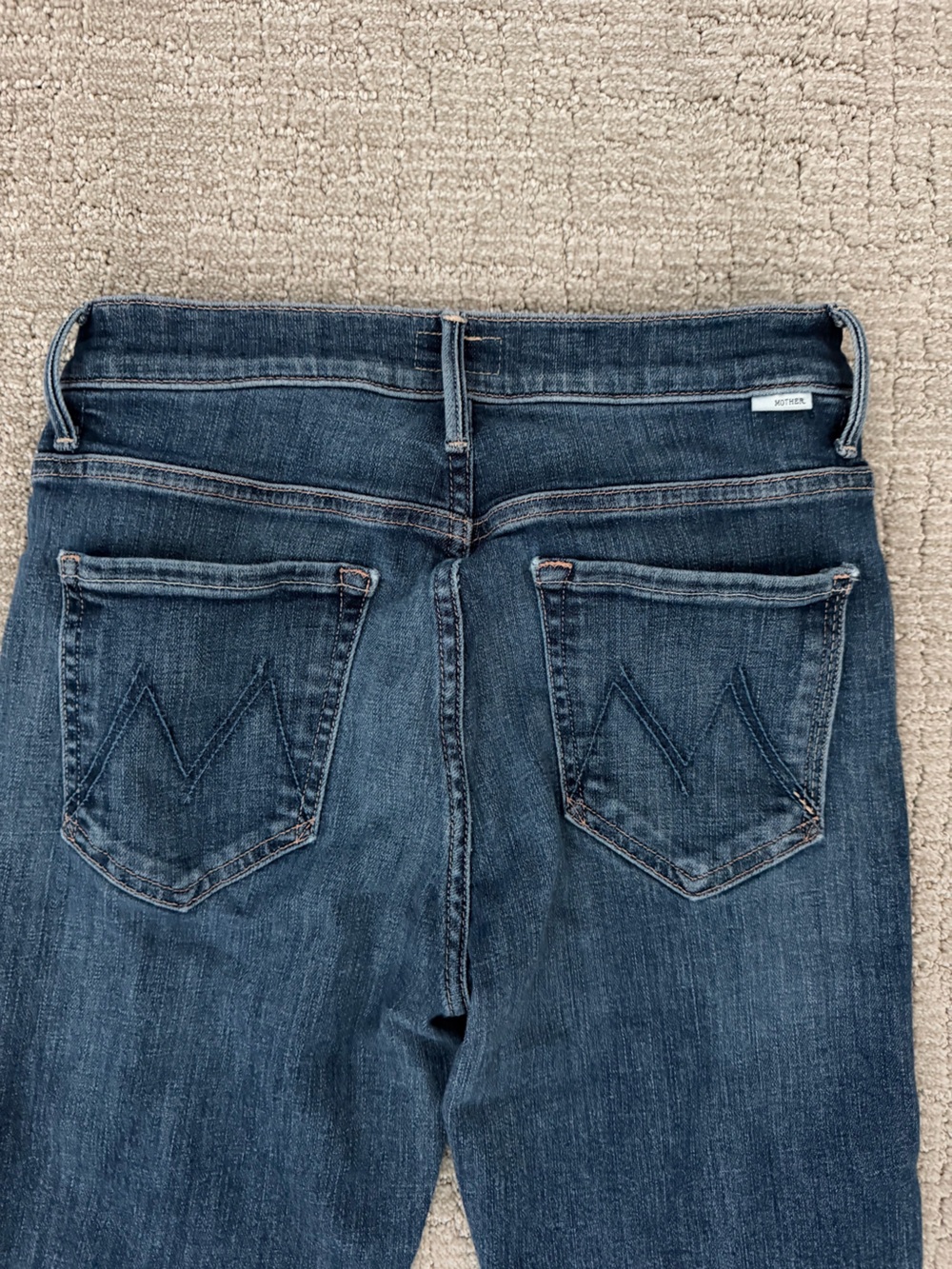 MOTHER Insider Crop Step Fray Indigo Blue Flare Crop Jeans - Picture 6 of 13
